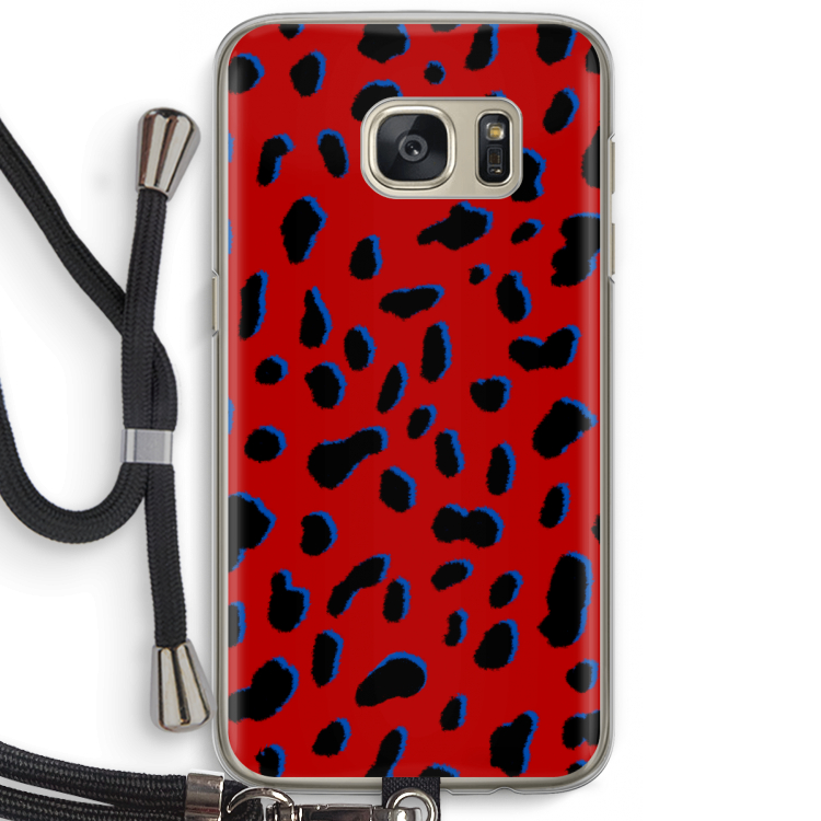 Red Leopard: Samsung Galaxy S7 Transparant Hoesje met koord