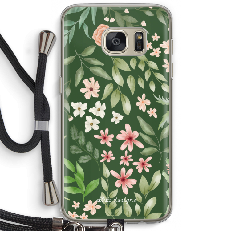 Botanical green sweet flower heaven: Samsung Galaxy S7 Transparant Hoesje met koord