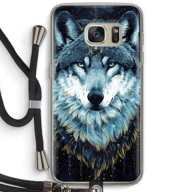 Darkness Wolf: Samsung Galaxy S7 Transparant Hoesje met koord