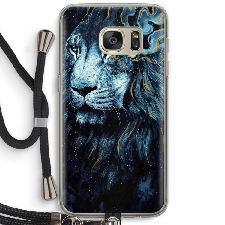 Darkness Lion: Samsung Galaxy S7 Transparant Hoesje met koord