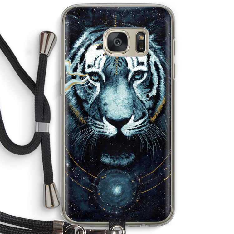 Darkness Tiger: Samsung Galaxy S7 Transparant Hoesje met koord