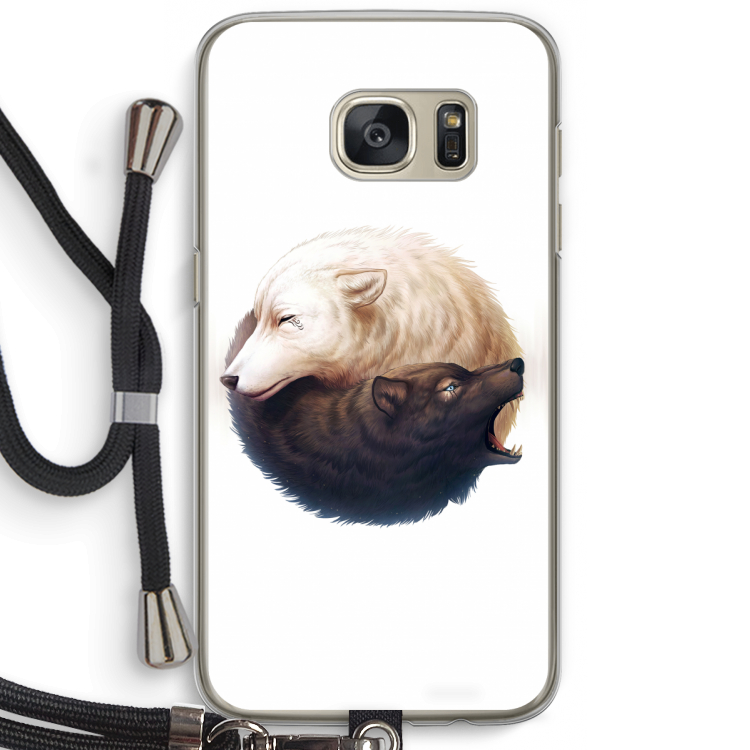 Yin Yang Wolves: Samsung Galaxy S7 Transparant Hoesje met koord