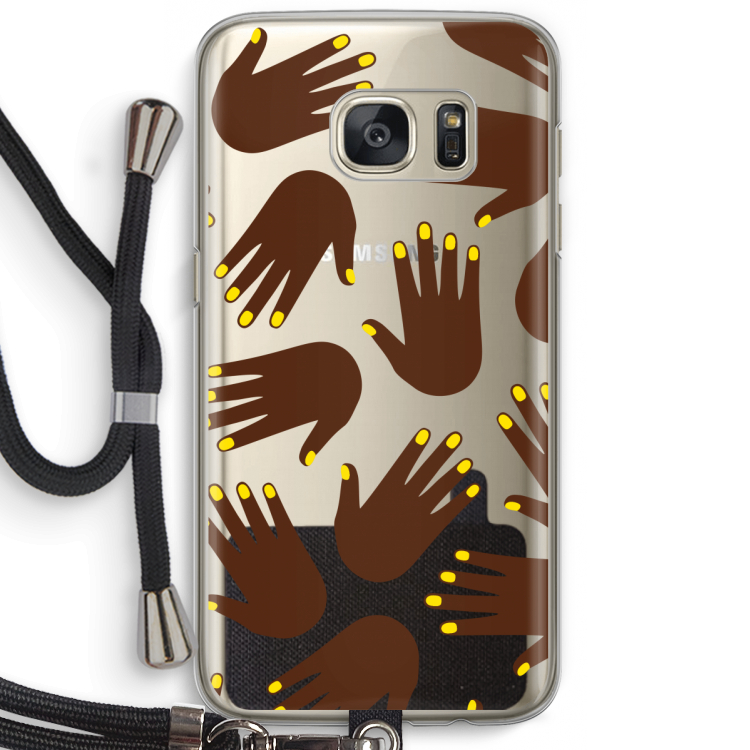 Hands dark: Samsung Galaxy S7 Transparant Hoesje met koord