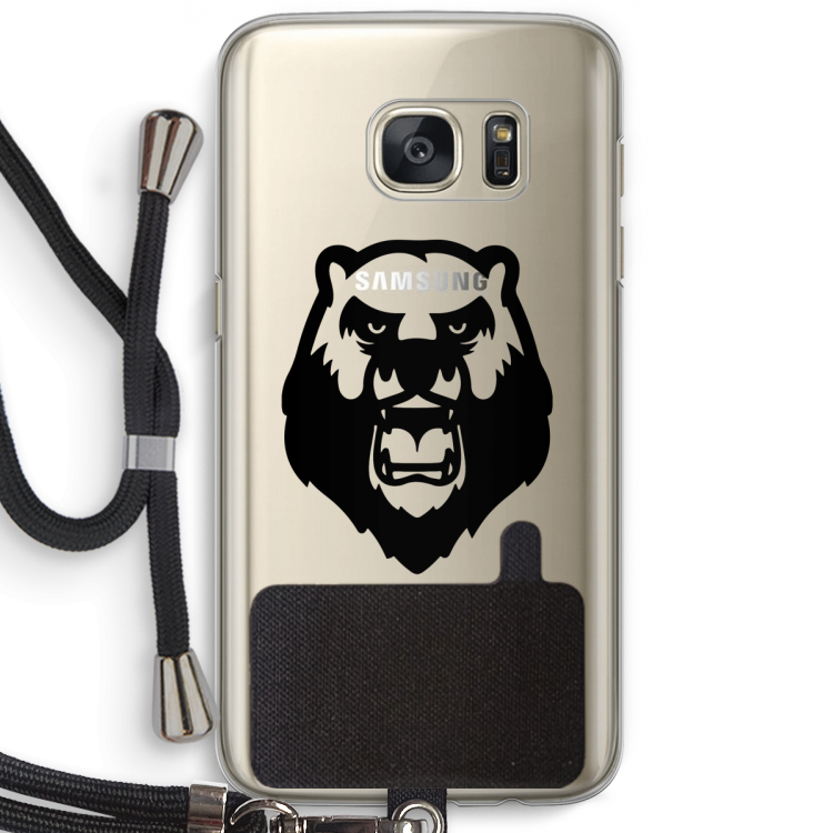 Angry Bear (black): Samsung Galaxy S7 Transparant Hoesje met koord
