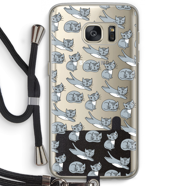 Poezen: Samsung Galaxy S7 Transparant Hoesje met koord