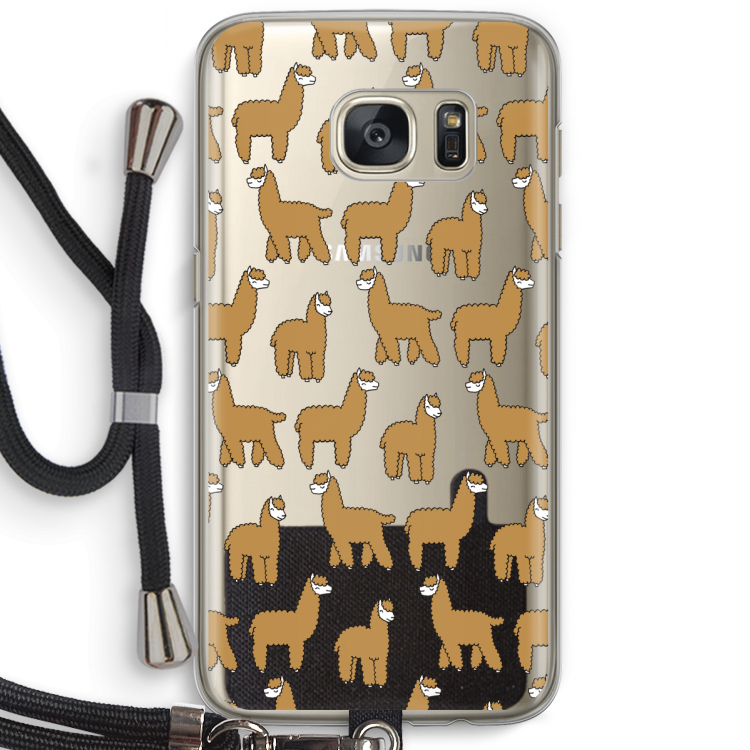 Alpacas: Samsung Galaxy S7 Transparant Hoesje met koord