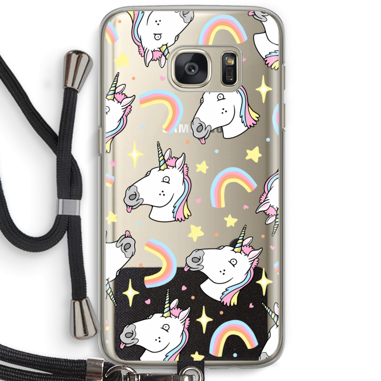 Rainbow Unicorn: Samsung Galaxy S7 Transparant Hoesje met koord