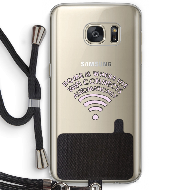 Home Is Where The Wifi Is: Samsung Galaxy S7 Transparant Hoesje met koord