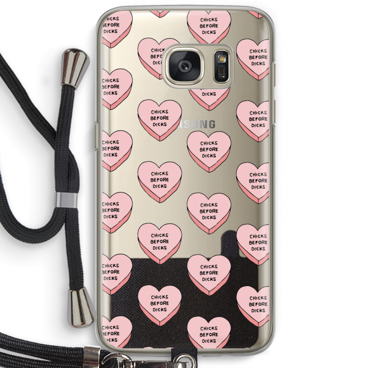 Chicks before dicks: Samsung Galaxy S7 Transparant Hoesje met koord