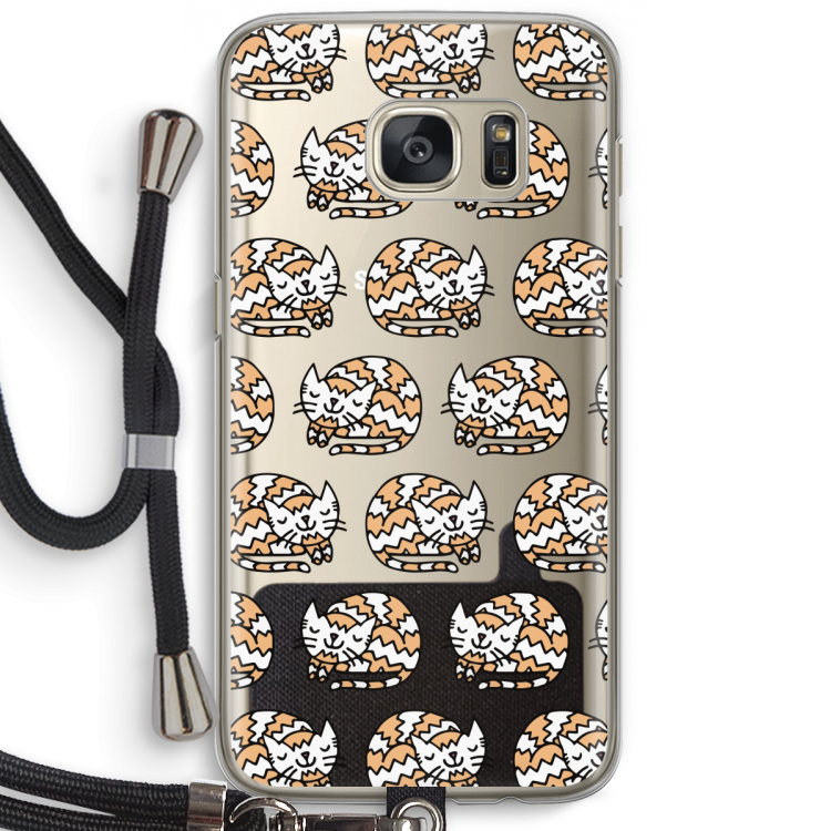 Slapende poes: Samsung Galaxy S7 Transparant Hoesje met koord