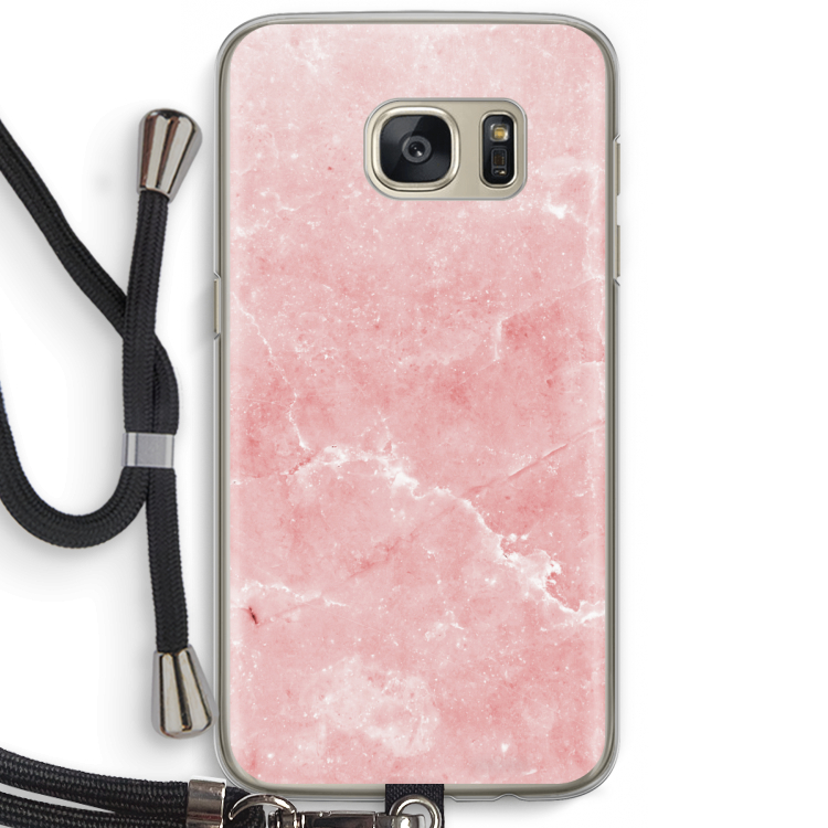 Roze marmer: Samsung Galaxy S7 Transparant Hoesje met koord