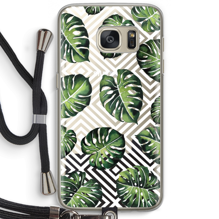 Geometrische jungle: Samsung Galaxy S7 Transparant Hoesje met koord