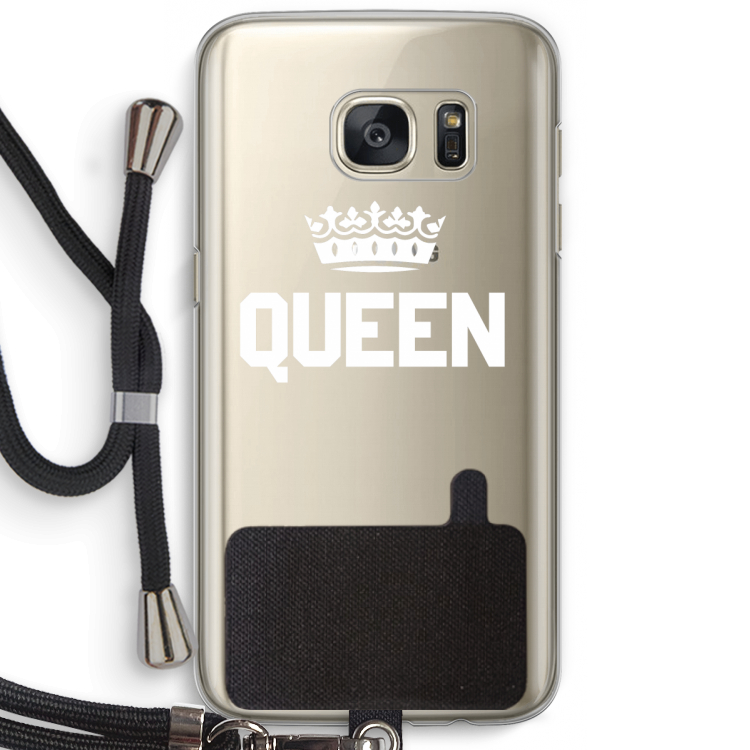 Queen zwart: Samsung Galaxy S7 Transparant Hoesje met koord