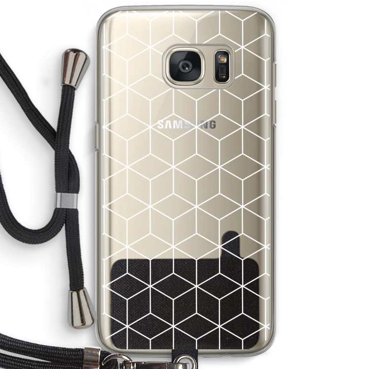 Zwart-witte kubussen: Samsung Galaxy S7 Transparant Hoesje met koord