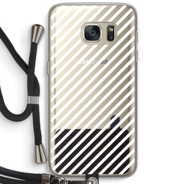 Strepen zwart-wit: Samsung Galaxy S7 Transparant Hoesje met koord