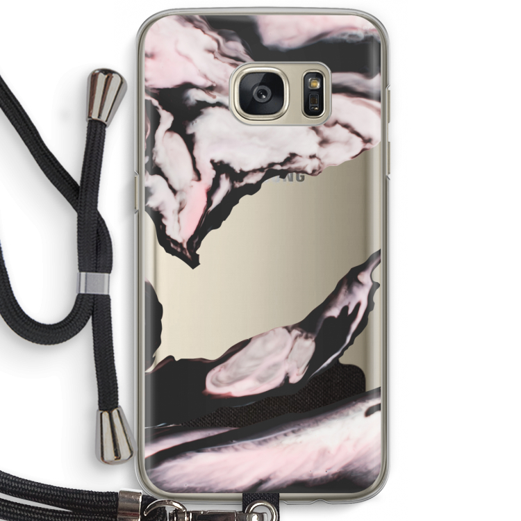 Roze stroom: Samsung Galaxy S7 Transparant Hoesje met koord