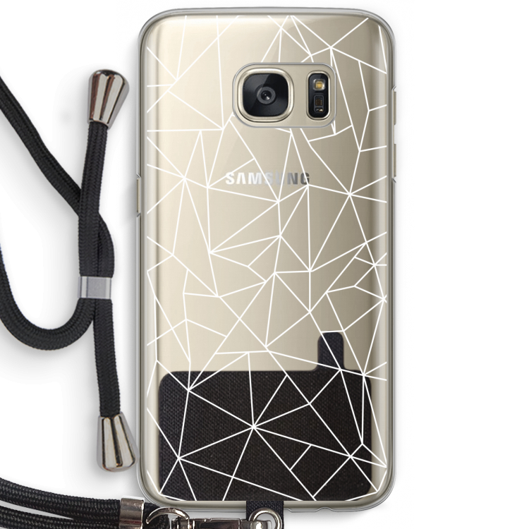Geometrische lijnen wit: Samsung Galaxy S7 Transparant Hoesje met koord