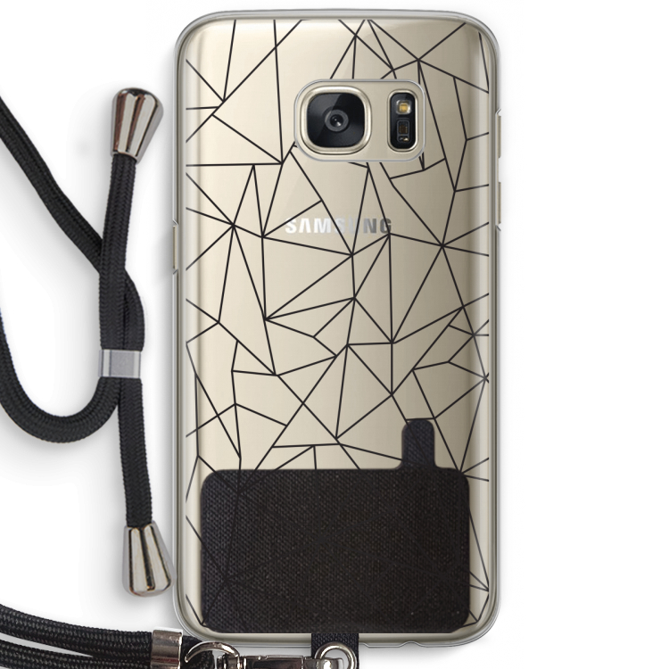Geometrische lijnen zwart: Samsung Galaxy S7 Transparant Hoesje met koord