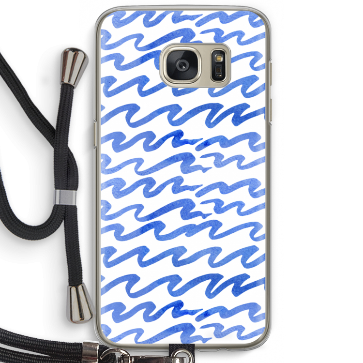 Blauwe golven: Samsung Galaxy S7 Transparant Hoesje met koord