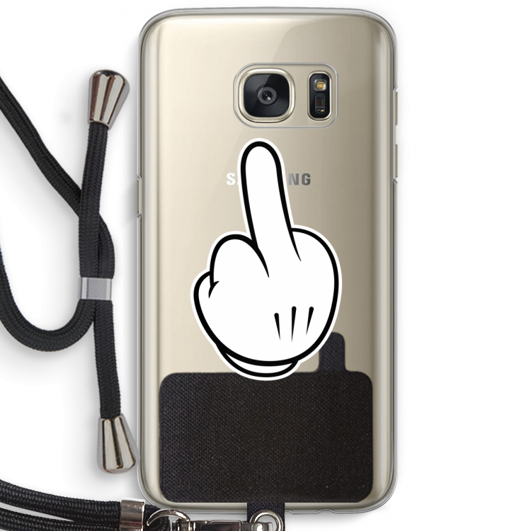 Middle finger black: Samsung Galaxy S7 Transparant Hoesje met koord