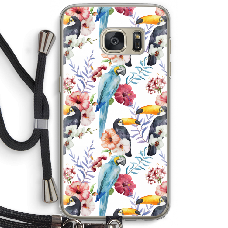 Bloemen tukan: Samsung Galaxy S7 Transparant Hoesje met koord