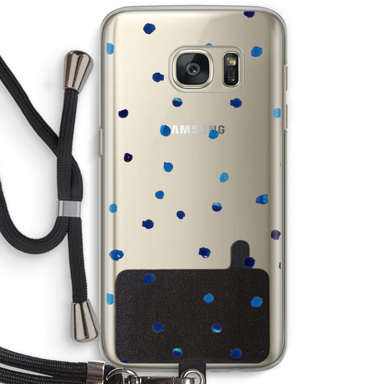 Blauwe stippen: Samsung Galaxy S7 Transparant Hoesje met koord