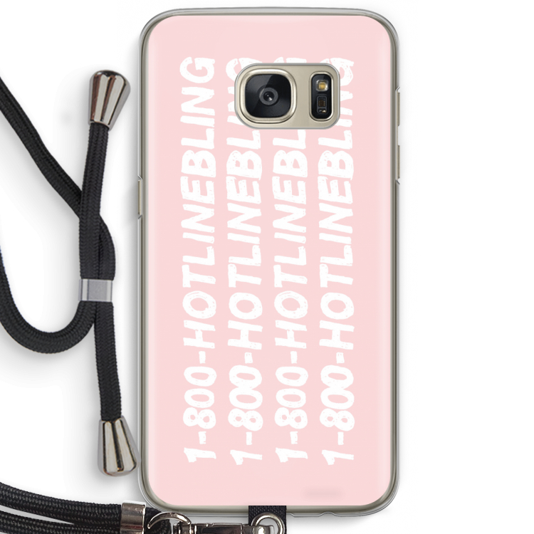 Hotline bling pink: Samsung Galaxy S7 Transparant Hoesje met koord