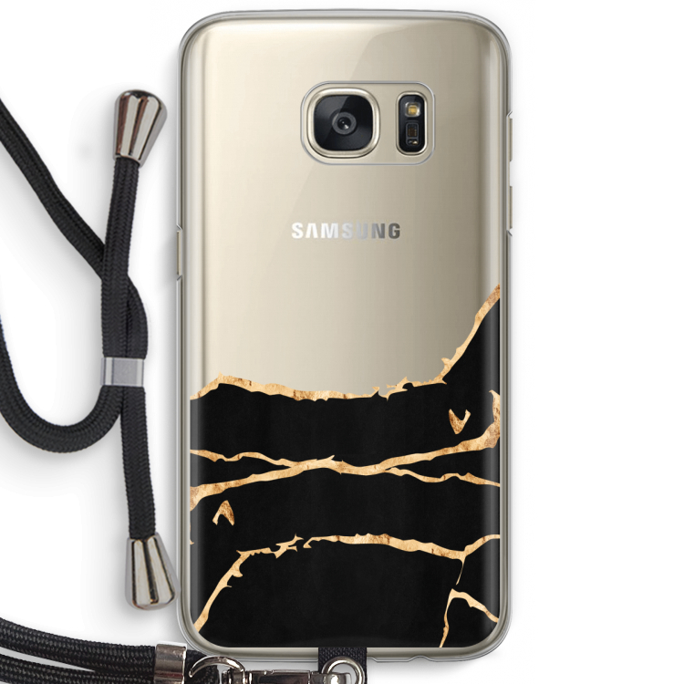 Gouden marmer: Samsung Galaxy S7 Transparant Hoesje met koord