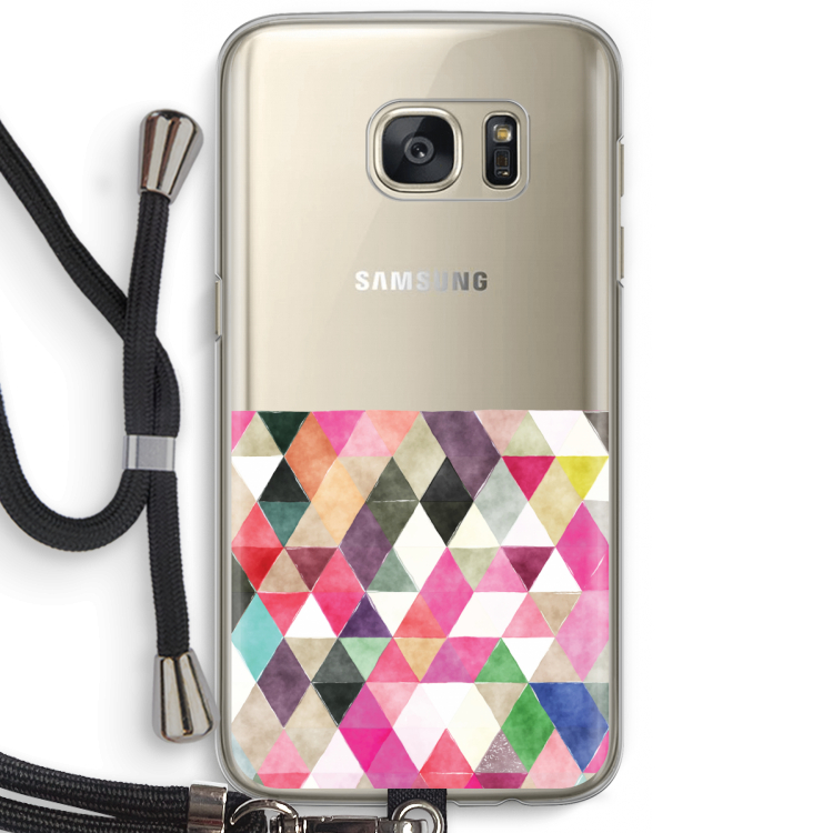 Gekleurde driehoekjes: Samsung Galaxy S7 Transparant Hoesje met koord