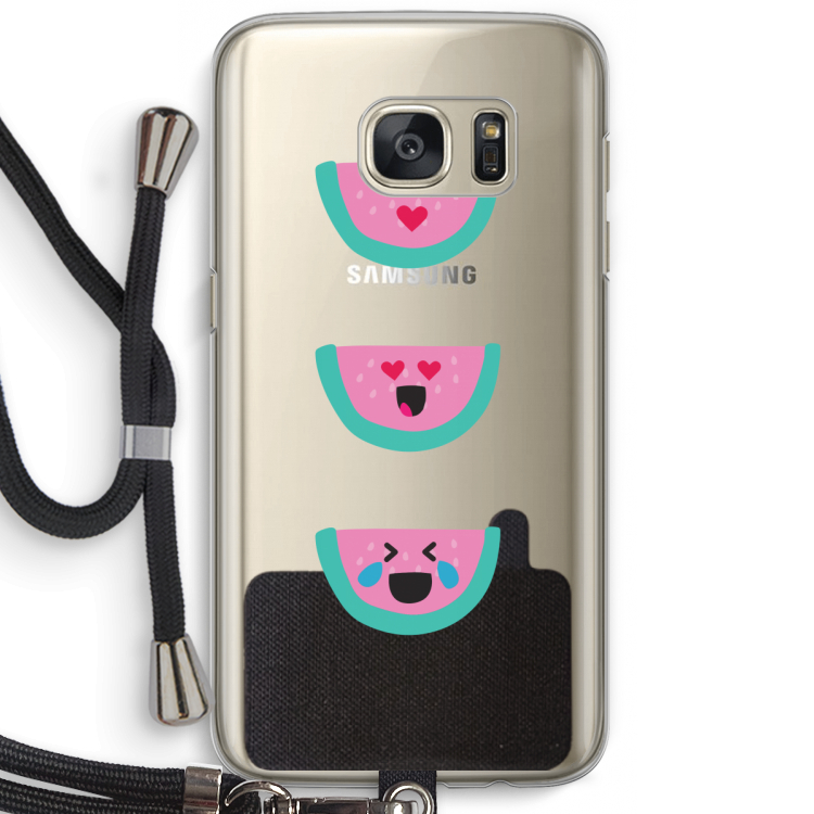 Smiley watermeloen: Samsung Galaxy S7 Transparant Hoesje met koord