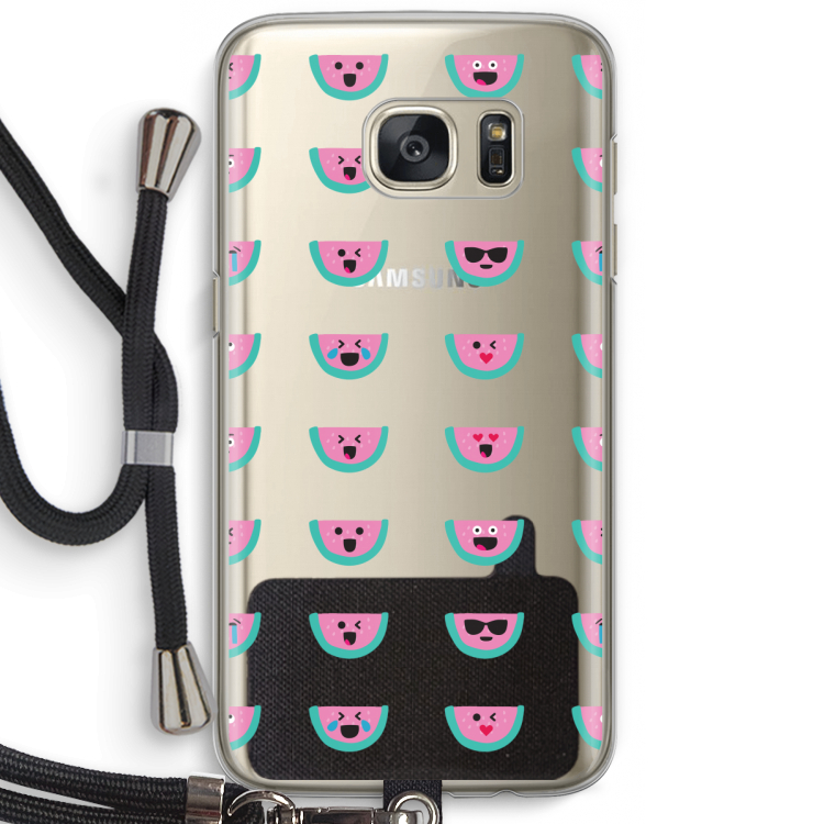 Smiley watermeloenprint: Samsung Galaxy S7 Transparant Hoesje met koord