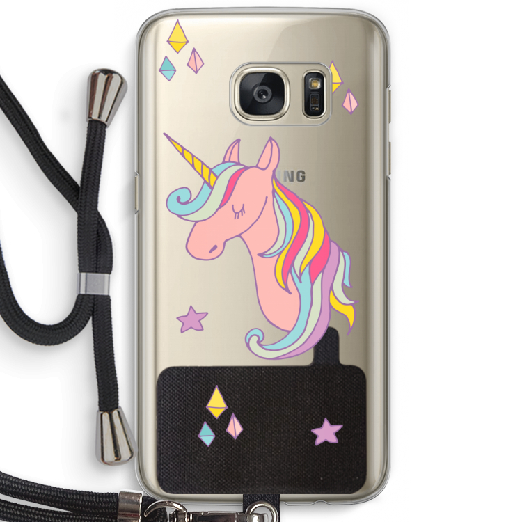 Roze eenhoorn: Samsung Galaxy S7 Transparant Hoesje met koord