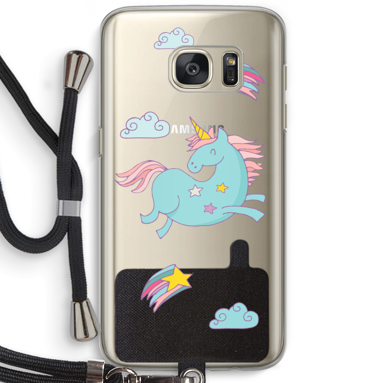 Vliegende eenhoorn: Samsung Galaxy S7 Transparant Hoesje met koord