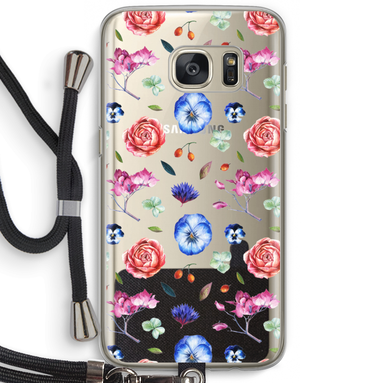 Bloemetjes: Samsung Galaxy S7 Transparant Hoesje met koord