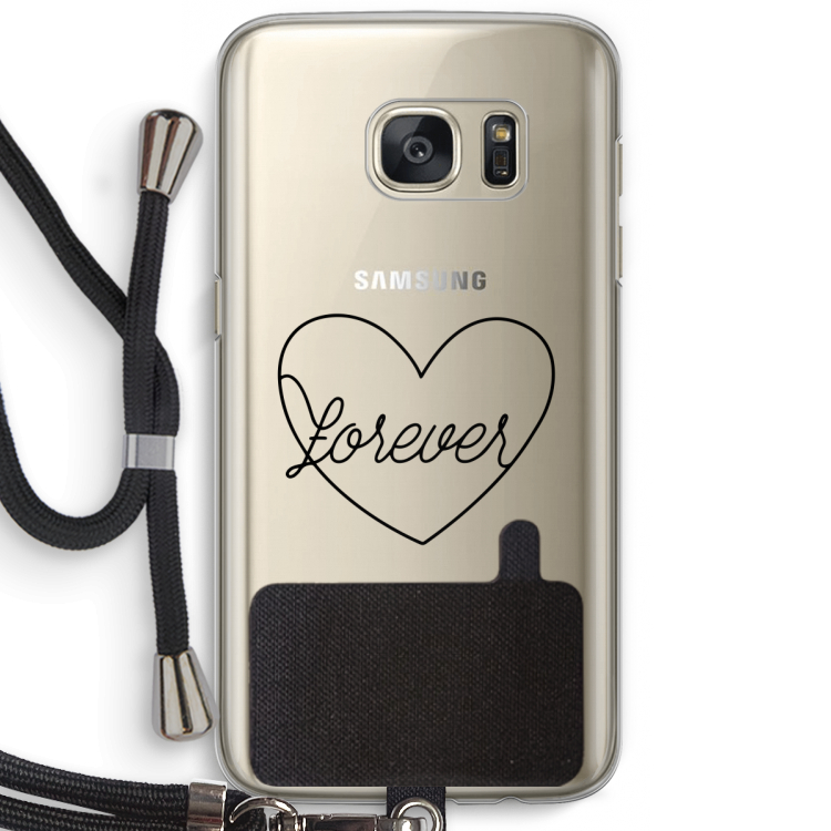 Forever heart black: Samsung Galaxy S7 Transparant Hoesje met koord