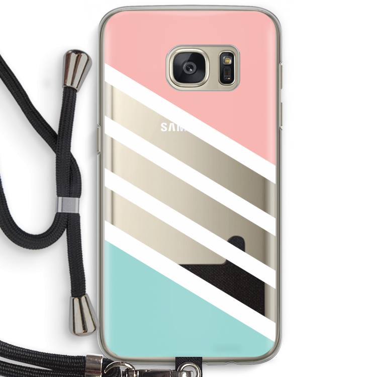 Strepen pastel: Samsung Galaxy S7 Transparant Hoesje met koord