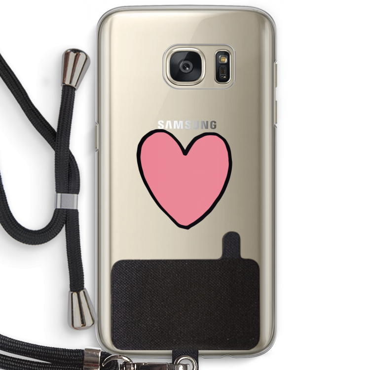 Hartje: Samsung Galaxy S7 Transparant Hoesje met koord