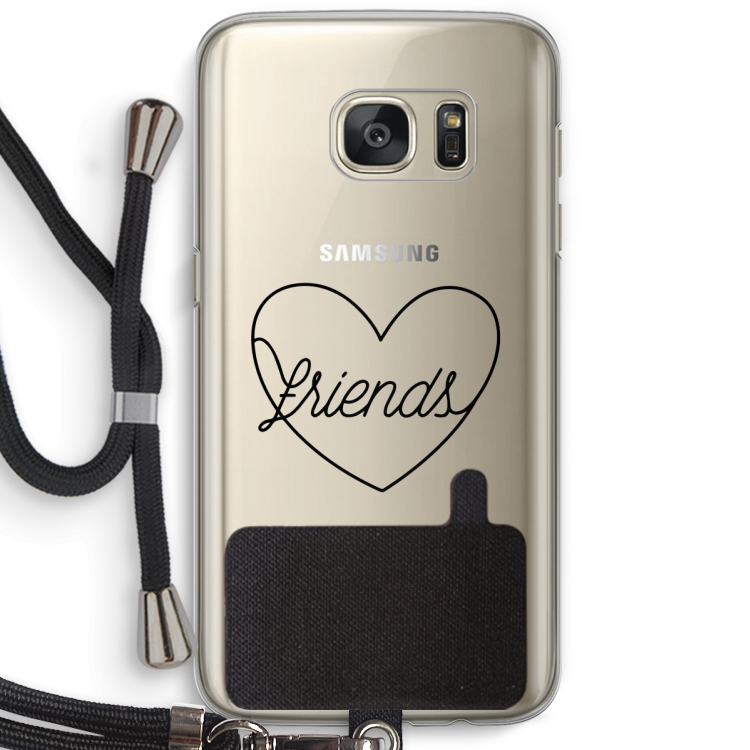 Friends heart black: Samsung Galaxy S7 Transparant Hoesje met koord