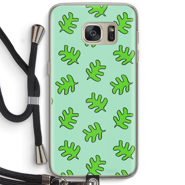 Groene blaadjes: Samsung Galaxy S7 Transparant Hoesje met koord