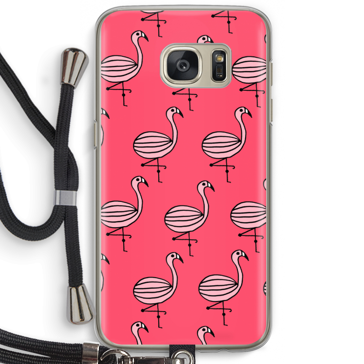 Flamingo: Samsung Galaxy S7 Transparant Hoesje met koord