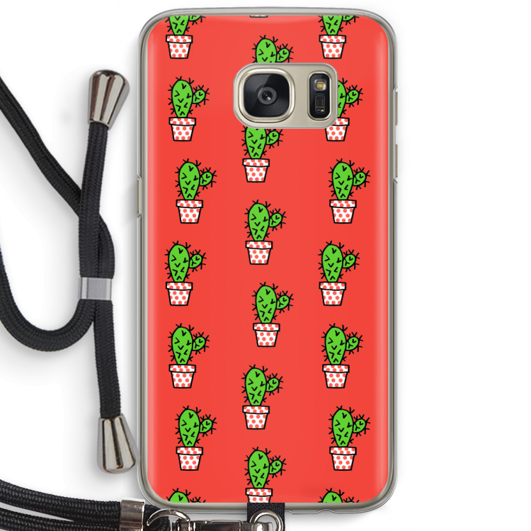 Mini cactus: Samsung Galaxy S7 Transparant Hoesje met koord