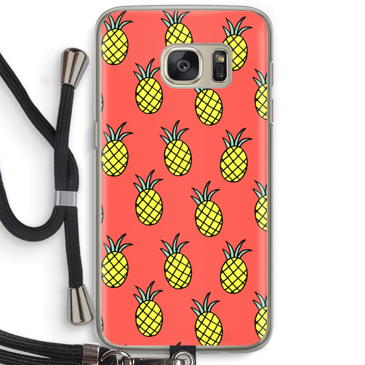 Ananas: Samsung Galaxy S7 Transparant Hoesje met koord