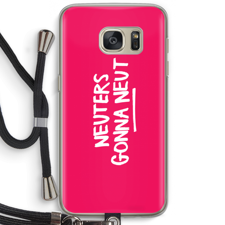 Neuters (roze): Samsung Galaxy S7 Transparant Hoesje met koord
