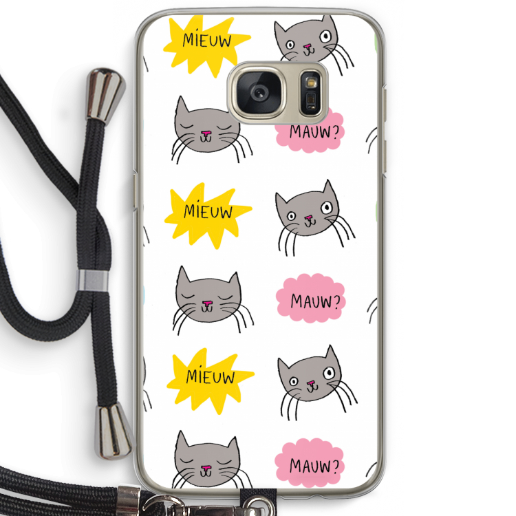 Meow: Samsung Galaxy S7 Transparant Hoesje met koord