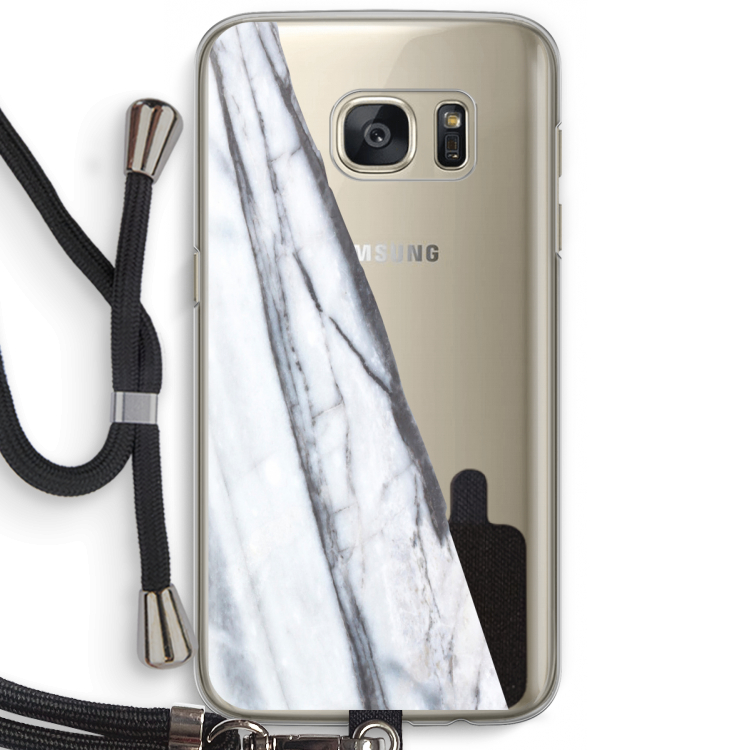 Gestreepte marmer: Samsung Galaxy S7 Transparant Hoesje met koord