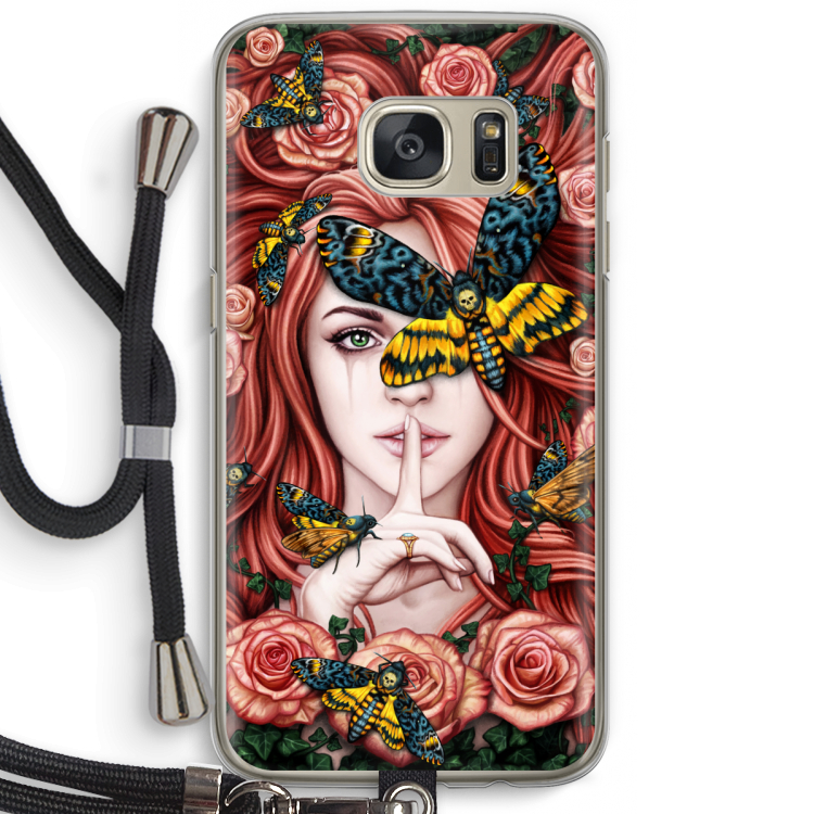 Lady Moth: Samsung Galaxy S7 Transparant Hoesje met koord