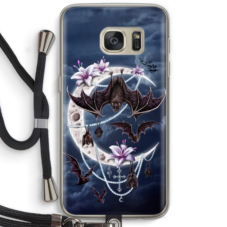 Vleermuizen Maan: Samsung Galaxy S7 Transparant Hoesje met koord