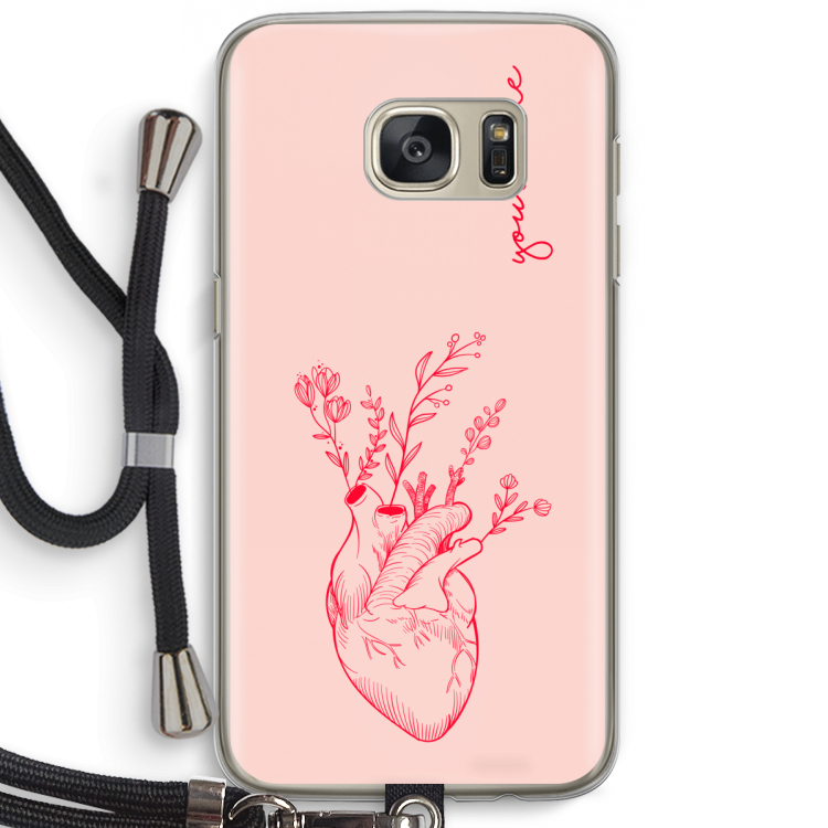 Blooming Heart: Samsung Galaxy S7 Transparant Hoesje met koord