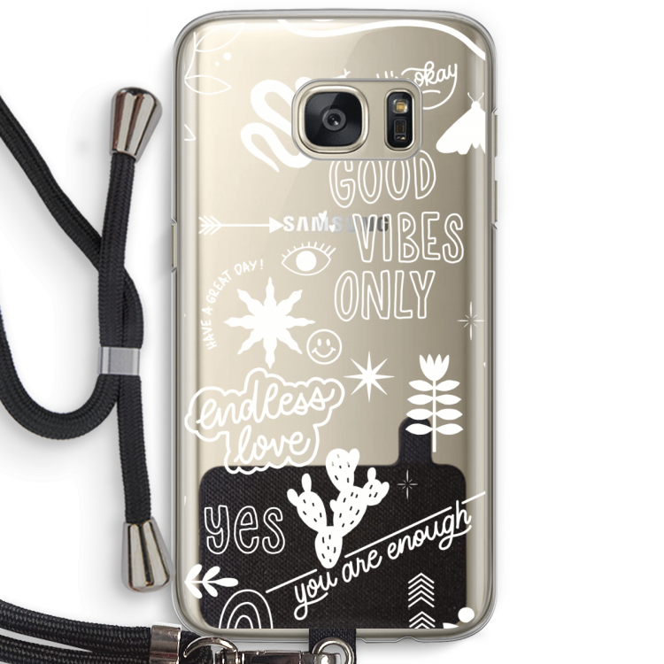 Good vibes: Samsung Galaxy S7 Transparant Hoesje met koord
