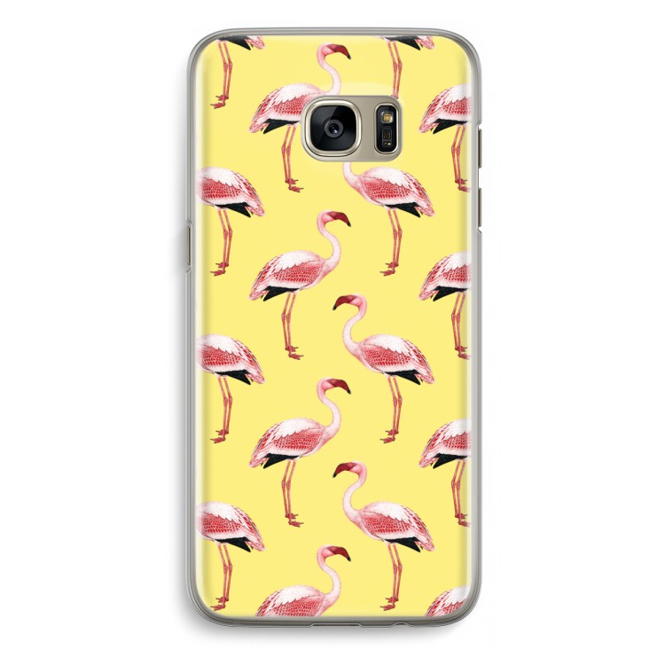 Flamingo's geel: Samsung Galaxy S7 Edge Transparant Hoesje